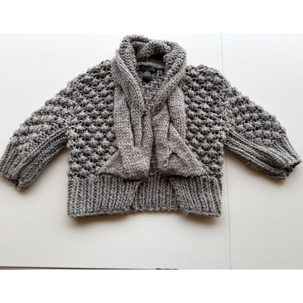 MP Black Metropark Womens Grey Chunky Knit Shawl Collar Cropped Cardigan Size S